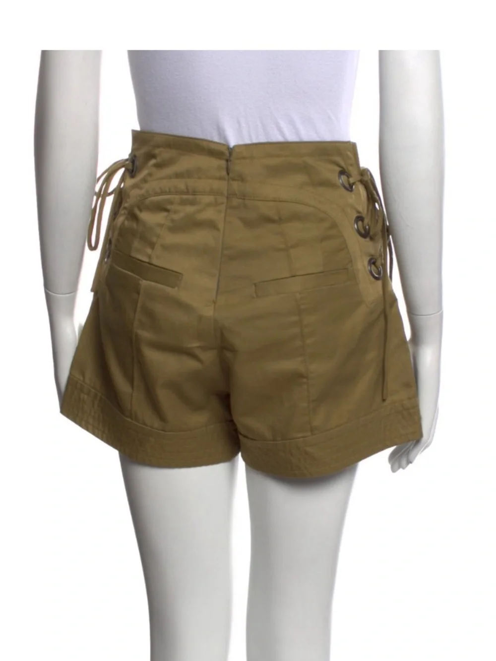 Marissa Webb High-Waist Lace-Up Khaki Shorts